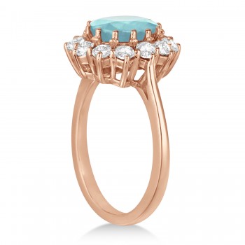 Oval Aquamarine and Diamond Ring 14k Rose Gold (3.60ctw)