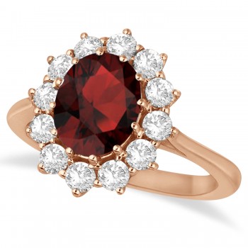 Oval Garnet and Diamond Ring 18k Rose Gold (3.60ctw)