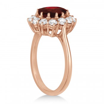 Oval Garnet and Diamond Ring 18k Rose Gold (3.60ctw)