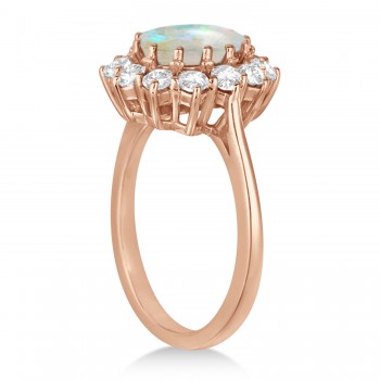 Oval Shape Opal & Diamond Accented Ring in 18k Rose Gold (3.60ctw)