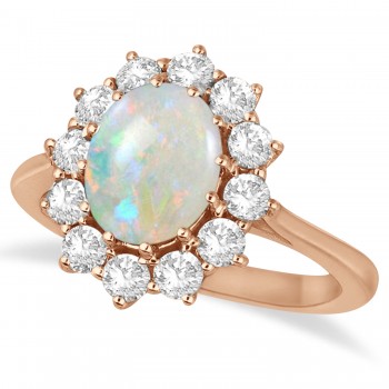 Oval Shape Opal & Diamond Accented Ring in 14k Rose Gold (3.60ctw)