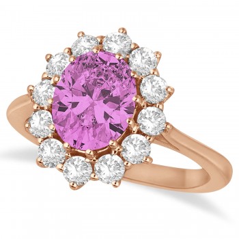 Oval Pink Sapphire & Diamond Accented Ring in 18k Rose Gold (3.60ctw)