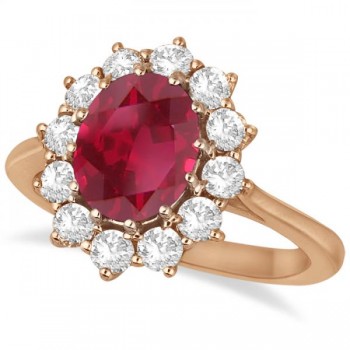 Oval Ruby & Diamond Accented Ring 18k Rose Gold (3.60ctw)