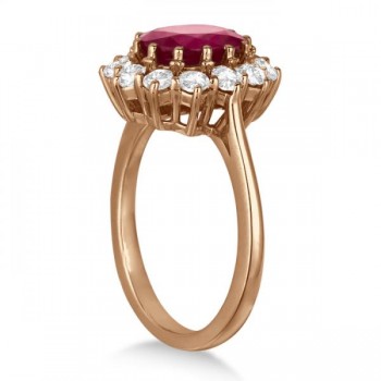 Oval Ruby & Diamond Accented Ring 18k Rose Gold (3.60ctw)