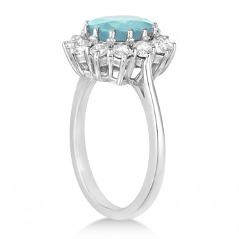 Oval Aquamarine & Diamond Accented Ring in 18k White Gold (3.60ctw)