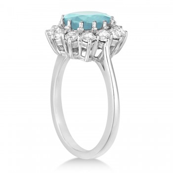 Oval Aquamarine & Diamond Accented Ring in 14k White Gold (3.60ctw)