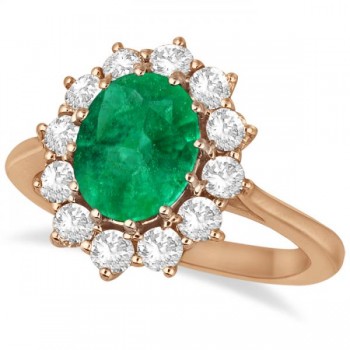 Oval Emerald & Diamond Accented Ring 18k Rose Gold (3.60ctw)