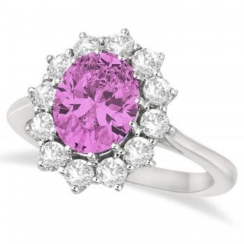 Oval Pink Sapphire & Diamond Accented Ring in 18k White Gold (3.60ctw)