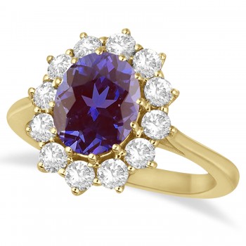 Oval Lab Alexandrite and Diamond Ring 18k Yellow Gold (3.60ctw)