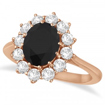 Oval Black & White Diamond Accented Ring 18k Rose Gold (2.80ctw)