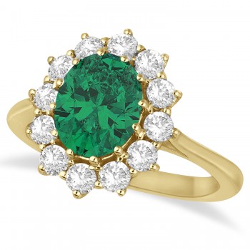 Oval Lab Emerald and Diamond Ring 14k Yellow Gold (3.60ctw)