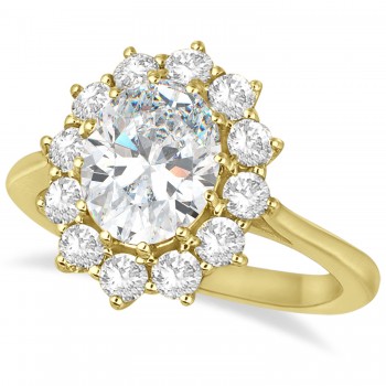 Oval Moissanite and Diamond Ring 18k Yellow Gold (3.60ctw)