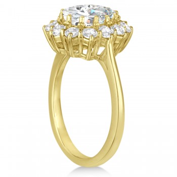 Oval Moissanite and Diamond Ring 18k Yellow Gold (3.60ctw)