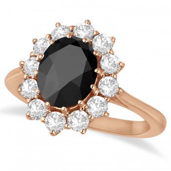 Oval Onyx and Diamond Ring 14k Rose Gold (3.60ctw)