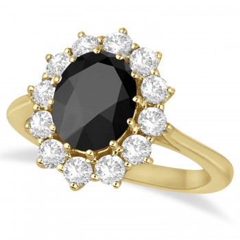 Oval Onyx and Diamond Ring 14k Yellow Gold (3.60ctw)