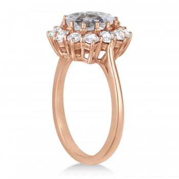 Oval Salt & Pepper and White Diamond Accented Ring 14k Rose Gold (2.80ctw)