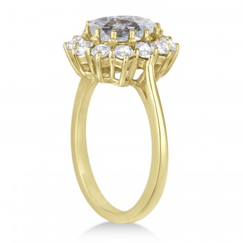 Oval Salt & Pepper and White Diamond Accented Ring 14k Yellow Gold (2.80ctw)