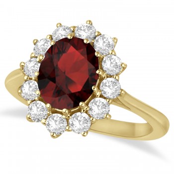 Oval Garnet and Diamond Ring 18k Yellow Gold (3.60ctw)