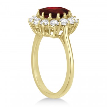 Oval Garnet and Diamond Ring 18k Yellow Gold (3.60ctw)