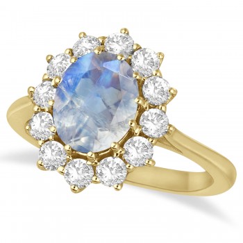 Oval Moonstone and Diamond Ring 18k Yellow Gold (2.80ctw)