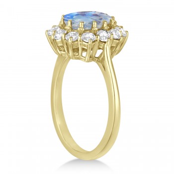 Oval Moonstone and Diamond Ring 18k Yellow Gold (2.80ctw)