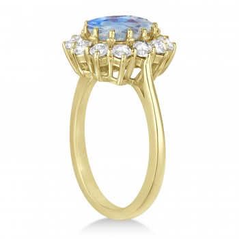 Oval Moonstone and Diamond Ring 14k Yellow Gold (2.80ctw)