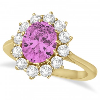 Oval Pink Sapphire & Diamond Accented Ring in 18k Yellow Gold (3.60ctw)