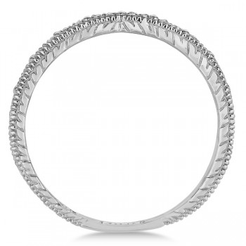 Milgrain Style Pave Set Diamond Ring in 14k White Gold (0.10 ct)