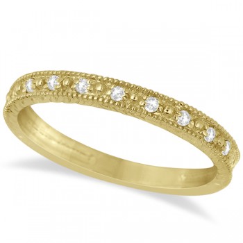 Milgrain Style Pave Set Diamond Ring in 14k Yellow Gold (0.10 ct)