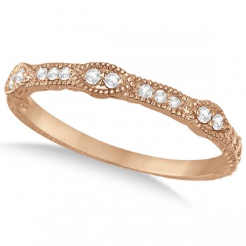 Pave Set Vintage Stacking Diamond Ring Band 14k Rose Gold (0.15ct)