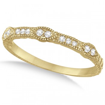 Pave Set Vintage Stacking Diamond Ring Band 14k Yellow Gold (0.15ct)