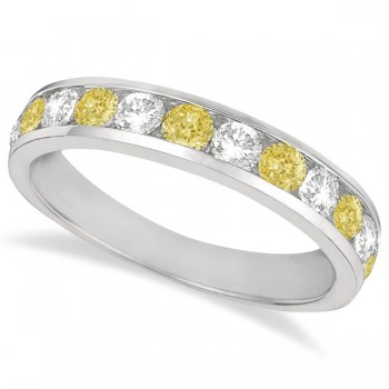 White & Yellow Canary Channel-Set Diamond Ring 14k White Gold (1.05ct)