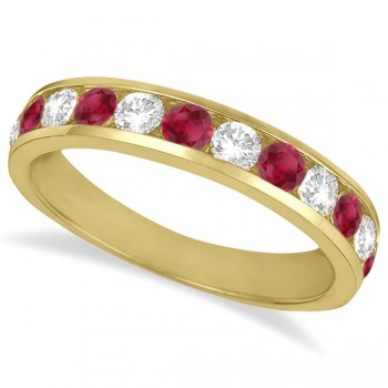 Channel-Set Ruby & Diamond Ring Band 14k Yellow Gold (1.20ctw)