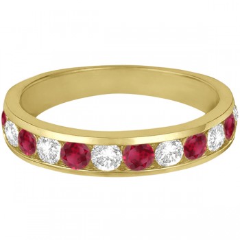 Channel-Set Ruby & Diamond Ring Band 14k Yellow Gold (1.20ctw)