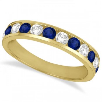 Channel-Set Sapphire & Diamond Ring Band 14k Yellow Gold (1.20ctw)