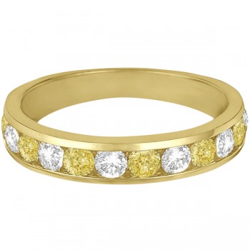 White & Yellow Diamond Channel-Set Ring 14k Yellow Gold (1.05ctw)