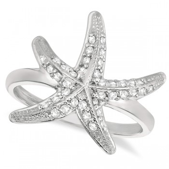 Diamond Starfish Ring 14k White Gold (0.34ct)