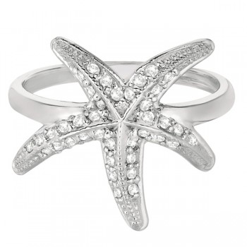 Diamond Starfish Ring 14k White Gold (0.34ct)