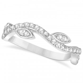 Diamond Marquise Shape Vine Leaf Ring Band 14k White Gold (0.36ct)