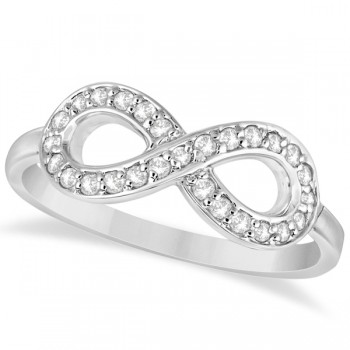 Pave Set Diamond Infinity Loop Ring in 14k White Gold (0.25 ct)