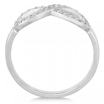 Pave Set Diamond Infinity Loop Ring in 14k White Gold (0.25 ct)