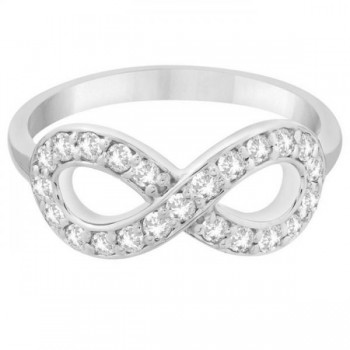 Twisted Diamond Infinity Ring Pave Set in 14k White Gold (0.50ct)