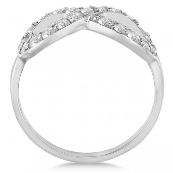 Pave Set Diamond Infinity Loop Ring in 14k White Gold (0.65 ct)