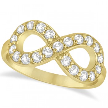 Pave Set Diamond Infinity Loop Ring in 14k Yellow Gold (0.65 ct)