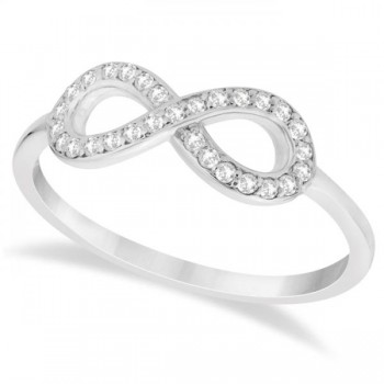 Twisted Diamond Infinity Ring Pave Set in 14k White Gold (0.15ct)