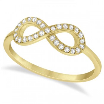 Twisted Diamond Infinity Ring Pave Set in 14k Yellow Gold (0.15ct)