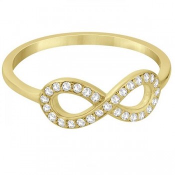 Twisted Diamond Infinity Ring Pave Set in 14k Yellow Gold (0.15ct)