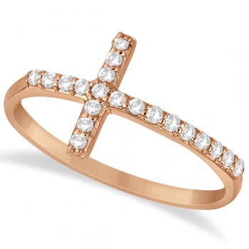 Modern Sideways Diamond Cross Fashion Ring in 14k Rose Gold (0.20ct)