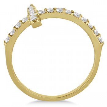 Modern Sideways Diamond Cross Fashion Ring in 14k Yellow Gold (0.42ct)