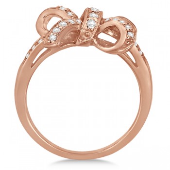 Pave Set Diamond Bow Tie Fashion Ring in 14k Rose Gold (0.26 ct)